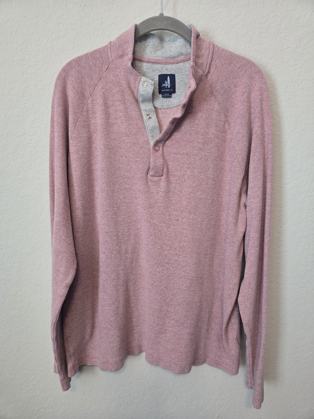 johnnie-O Men's Heather Mauve Long Sleeve Henley